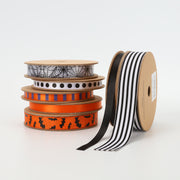 1" Printed Grosgrain Ribbon | Stripe Black/White | 20 Yard Roll