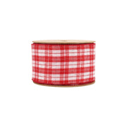 2 1/2" Wired Ribbon | Red/White Plaid Silver Thread