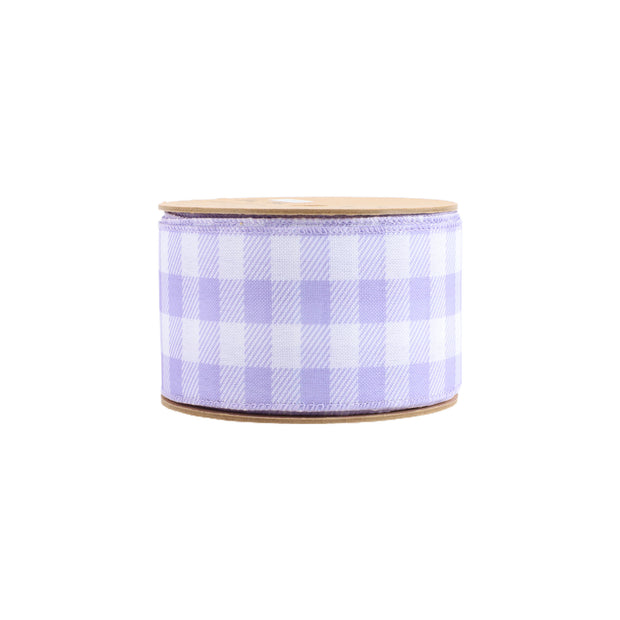 2 1/2" Wired Ribbon | White/Spring Gingham | 10 Yard Roll | 4 Color Options
