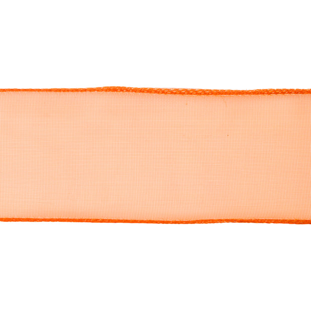 2 1/2" Wired Sheer Ribbon | Orange | 50 Yard Roll