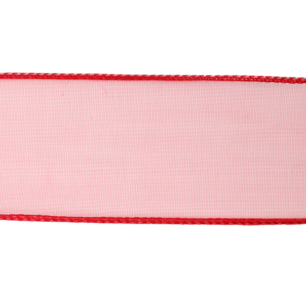 2 1/2" Wired Sheer Ribbon | Red | 50 Yard Roll