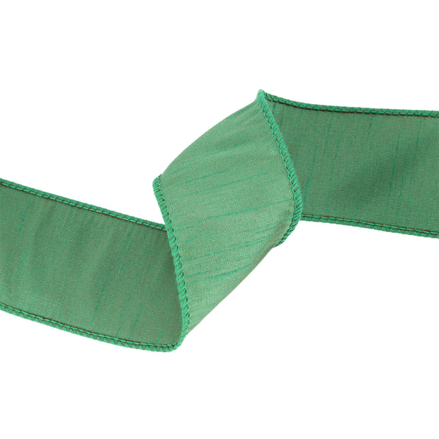 2 1/2" Wired Dupioni Ribbon | 10 Yards | Forest Green