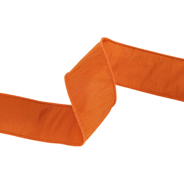 2 1/2" Wired Dupioni Ribbon | 10 Yards | Burnt Orange