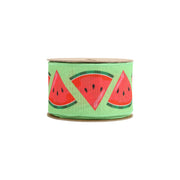 2 1/2" Wired Ribbon | Watermelon Slice on Green | 10 Yard Roll
