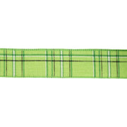 1 1/2" Wired Ribbon | Green/Spring Plaid | 10 Yard Roll