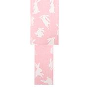 1 1/2" Wired Ribbon | Pink w/ White All Over Bunny | 10 Yard Roll
