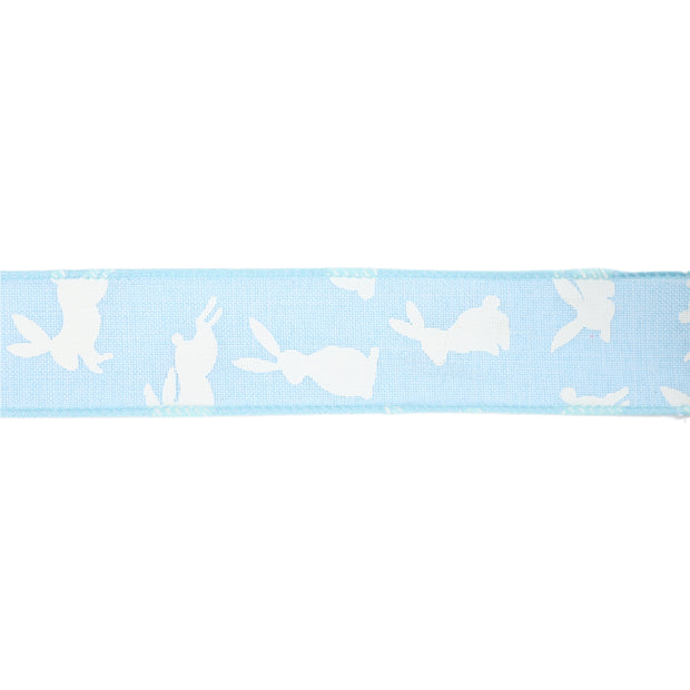 1 1/2" Wired Ribbon | Blue w/ White All Over Bunny | 10 Yard Roll