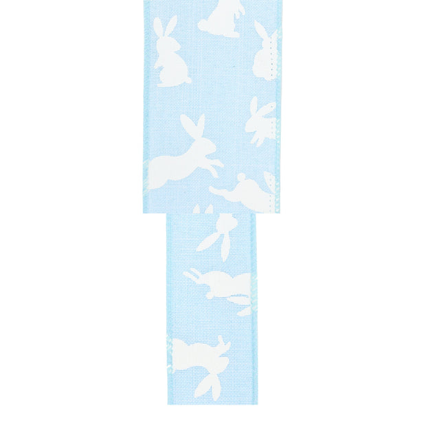 2 1/2" Wired Ribbon | Blue w/ White All Over Bunny | 10 Yard Roll