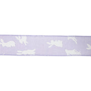 1 1/2" Wired Ribbon | Purple w/ White All Over Bunny | 10 Yard Roll