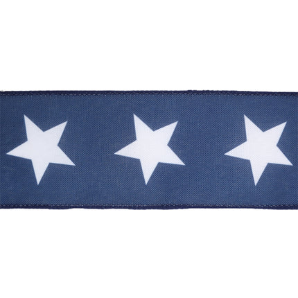 2 1/2" Wired Ribbon | Blue w/ Large White Stars | 10 Yard Roll LaRibbons and Crafts