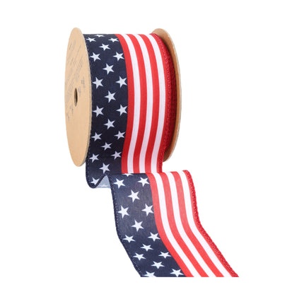 2 1/2 Wired Ribbon | Stars/Stripes Flag | 10 Yard Roll LaRibbons and Crafts