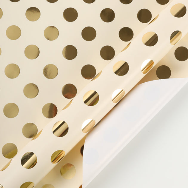 30" x 10' Wrapping Paper Metallic Gold Polka Dot