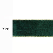2 1/2" Reversible Velvet/Lurex Wired Ribbon | Green/Green | 10 Yard Roll
