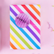 Birthday Mini Wrapping Paper 3 Roll Bundle - Happy Birthday/Diagonal Stripe/Balloon Designs - 17" x 120"/Roll (42.3 Sq Ft Total)