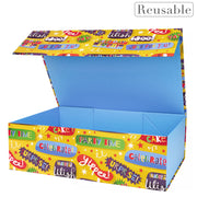 14" x 9" x 4.3" Colorful Celebration Collapsible Magnetic Gift Box - 2 Pcs Tissue Paper