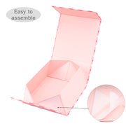 8" x 8" x 4" Light Pink and White Plaid Collapsible Magnetic Gift Box - 2 Pcs Tissue Paper