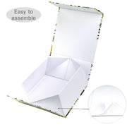 8" x 8" x 4" Collapsible Gift Box w/ 2-pcs White Tissue Paper & Magnetic Square Flap Lid | Glitter Marble