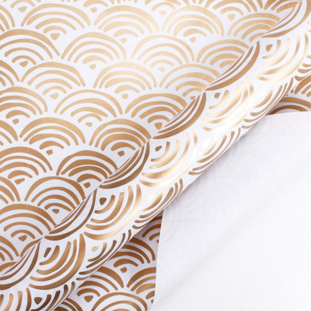 White and gold foil rainbow wrapping paper roll