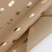 Brown kraft wrapping paper with gold foil printed pineapples