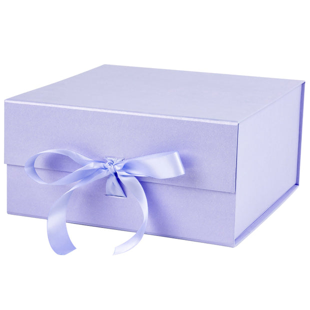 8" x 8" x 4" Collapsible Gift Box w/ Satin Ribbon & Magnetic Square Flap Lid - 2 Pcs