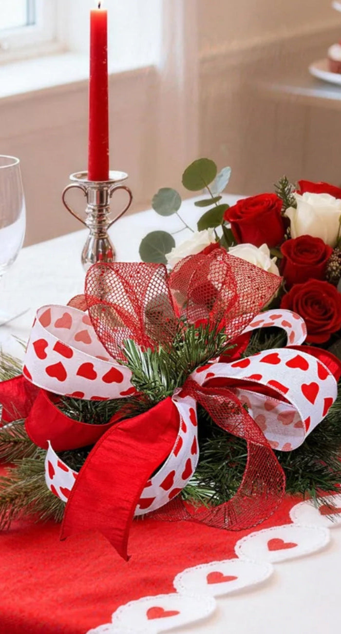 Christmas gifts with plaid wrapping, red satin bows, nutcracker-printed ribbon, plus pinecones and greens—full of festive charm.
