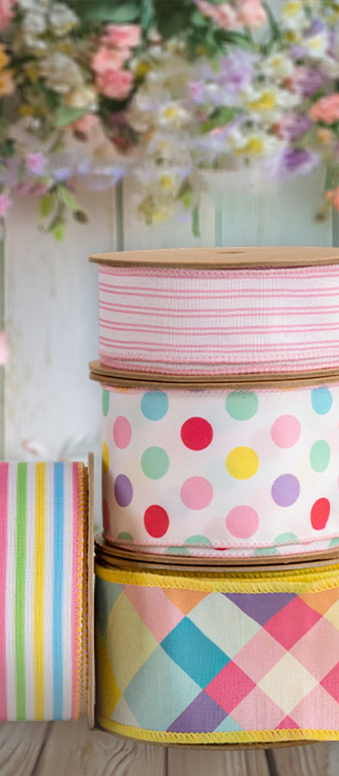 Dot-Stripe-Wired-Ribbon LaRibbons and Crafts