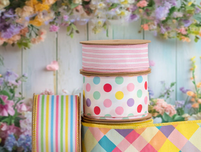 Dot-Stripe-Wired-Ribbon LaRibbons and Crafts
