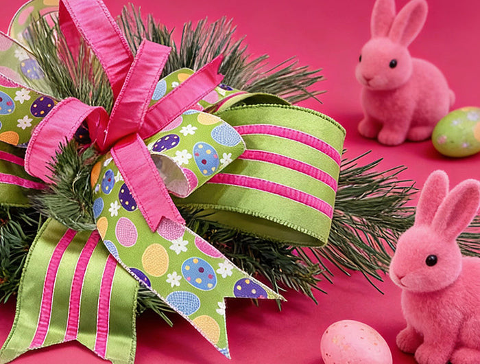 A grand bow crafted from LaRibbons Velvet Wired Ribbon (plaid & velvet textures, wired edges) adorns a Christmas tree, perfect for holiday décor and shaping elegant gifts.