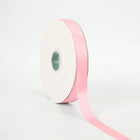 Spool of pink single-face satin ribbon, smooth sheen for gift wrapping & crafts.
