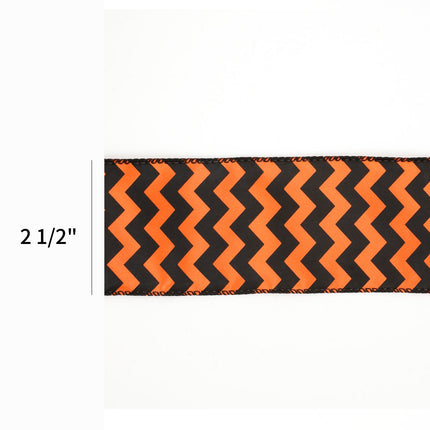 2 1/2" Wired Satin Ribbon | "Chevron" Orange/Black | 10 Yard Roll LaRibbons and Crafts