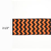 2 1/2" Wired Satin Ribbon | "Chevron" Orange/Black | 10 Yard Roll