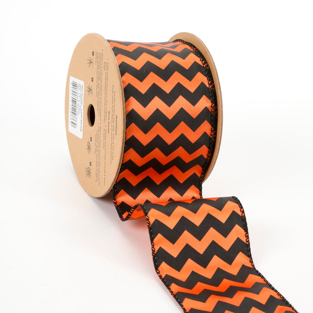 2 1/2" Wired Satin Ribbon | "Chevron" Orange/Black | 10 Yard Roll LaRibbons and Crafts