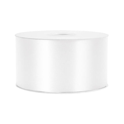 2 3/4" Floral Satin Ribbon | White | 100 Yard Roll