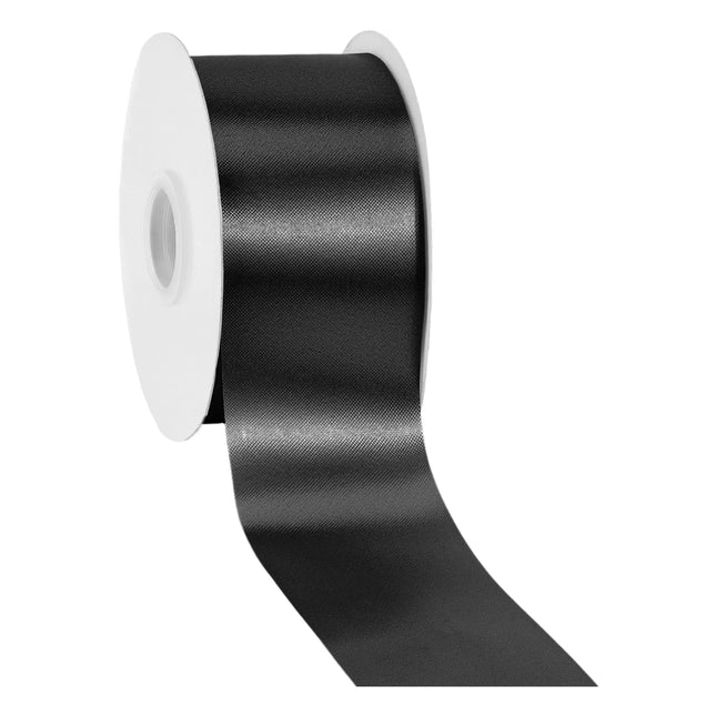 Wide glossy black satin floral ribbon 2 3/4 inch width, silky ribbon for elegant party decor