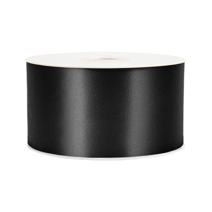 2 3/4" Floral Satin Ribbon | Black | 100 Yard Roll
