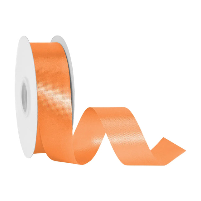 2 3/4 inch glossy orange floral satin ribbon spool for gift wrapping and fall floral decor
