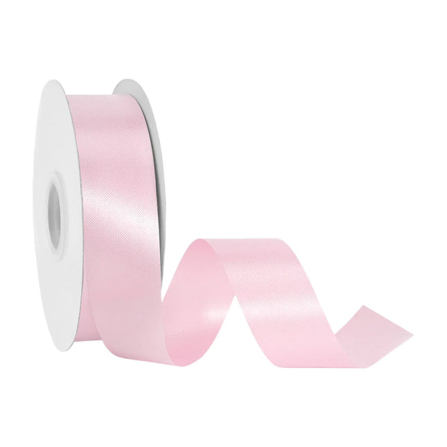 1 7/16 inch pink floral satin ribbon spool, glossy light pink ribbon for bouquets and gift box bows