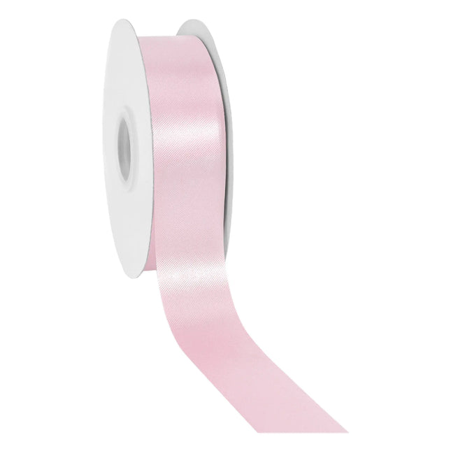 Glossy pink satin floral ribbon 1 7/16 inch width, silky soft fabric for baby shower and wedding craft decor