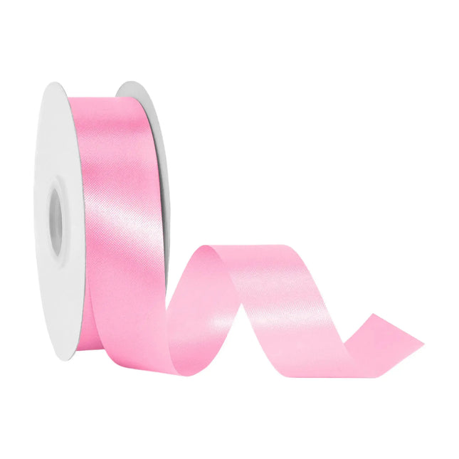 1 7/16 inch azalea pink floral satin ribbon spool, glossy bright pink ribbon for gift wrapping bows