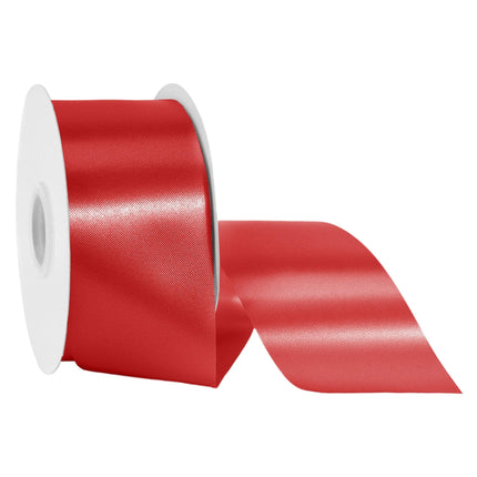 2 3/4 inch red floral satin ribbon spool, glossy bright red ribbon for gift wrapping