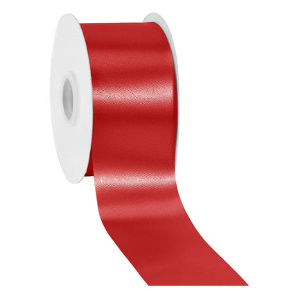 Wide shiny red satin floral ribbon 2 3/4 inch width, silky decorative ribbon for Christmas wreath decor