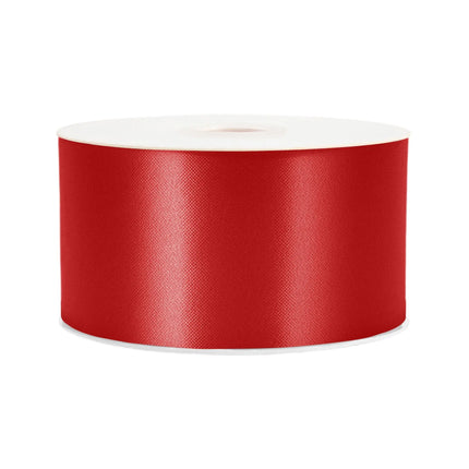 Solid vibrant red floral satin ribbon roll, 2 3/4" smooth premium ribbon for wedding floral arrangements