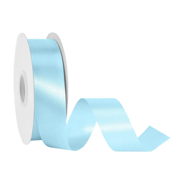 1 7/16 inch light blue floral satin ribbon spool, glossy pale blue ribbon for baby shower gift wrapping