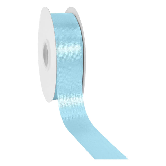 Glossy light blue satin floral ribbon 1 7/16 inch, silky decorative ribbon for spring wedding bouquets
