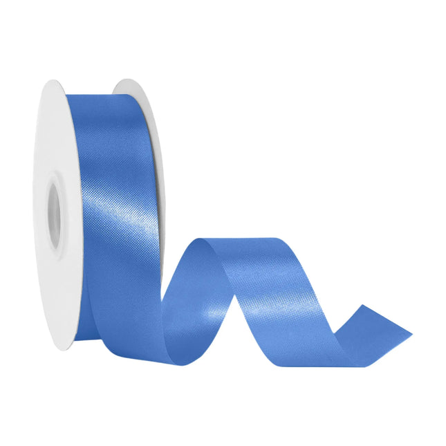 1 7/16 inch royal blue floral satin ribbon spool, glossy vibrant royal satin for bouquets and gift wrapping bows