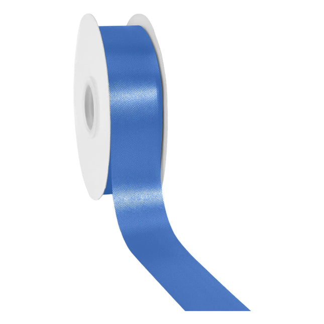 Medium width 1 7/16" royal blue satin floral ribbon, smooth reflective silky fabric for wedding crafts