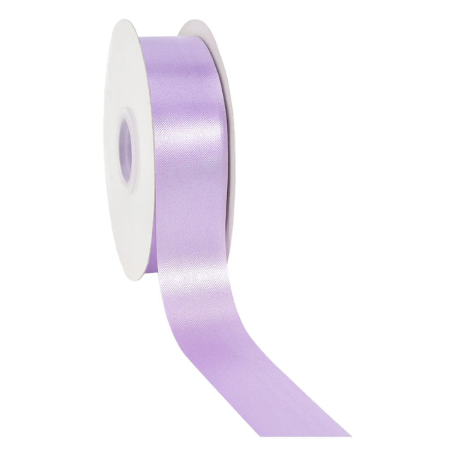 Glossy lavender satin floral ribbon 1 7/16 inch width, smooth silky fabric for wedding and spring craft decor