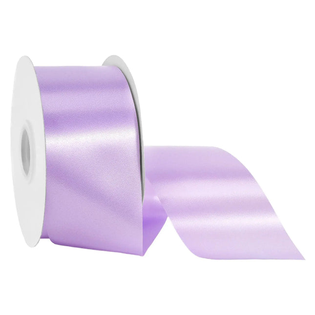 2 3/4 inch lavender floral satin ribbon spool, glossy silky lavender satin for wedding bouquets