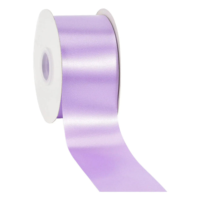 Wide 2.75" solid lavender satin floral ribbon, smooth reflective fabric for DIY crafts and floral wreath decor