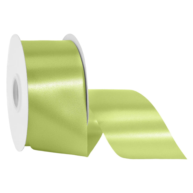2 3/4 inch leaf green floral satin ribbon spool, glossy green ribbon for spring bouquets and gift bows